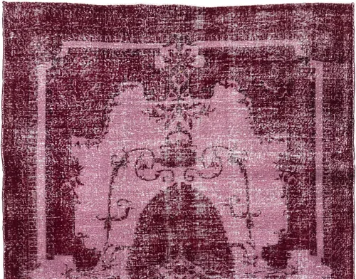 Miniatura 4 de 6.9x10.7 Ft Handmade Medallion Design Vintage Turkish Area Rug Over-Dyed in Red, Ideal 4 Modern Interiors. A321