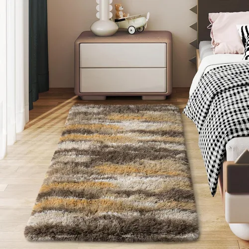 Miniatura 37 de Alfombras suaves para pasillos de dormitorio, nuevas, con parte inferior antideslizante mejorada, de 2 x 3, alfombra esponjosa y peluda verde