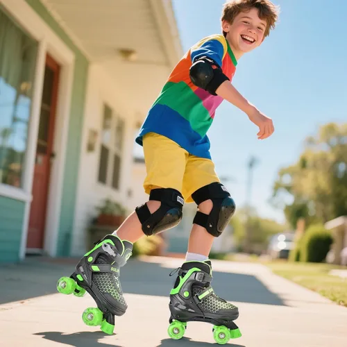 Miniatura 7 de SULIFEEL Patines para niñas y niños, 4 tallas ajustables con ruedas iluminadas, patines seguros y divertidos para niños, mejor regalo para Verde