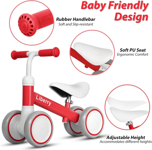 Miniatura 3 de Liberry Bicicleta de equilibrio para bebés con asiento ajustable, primer juguete para niños de 1 a 2 años, regalo de cumpleaños para niños y niñas