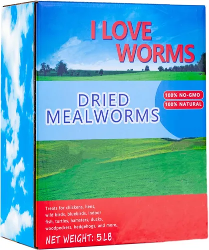 Miniatura 2 de I LOVE WORMS Gusanos secos (2.27 kg), alimento para pájaros silvestres, gusanos altos en proteínas para pájaros azules, pollos, patos, reptiles