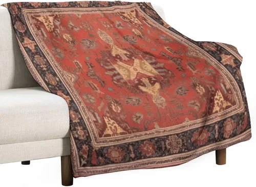 Miniatura 42 de Mantas de franela con patrón artístico rojo, beige, marrón oscuro, manta de franela de pintura al óleo abstracta de 30 x 40 pulgadas para sofá, cama