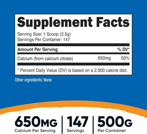 Miniatura 2 de Nutricost Citrato de calcio en polvo (17.64 oz) (sin sabor), citrato de calcio puro, sin rellenos, sin gluten (1.1 libras)