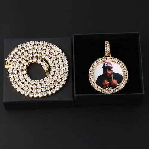 Miniatura 5 de YIMERAIRE - Cadena y dije con fotografía personalizada, joya estilo hip hop, unisex
