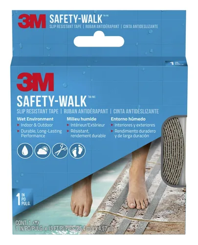 3M Safety-Walk - Banda de rodadura para interiores y exteriores, cinta antideslizante, rollo de 1 pulgada por 180 pulgadas, color gris