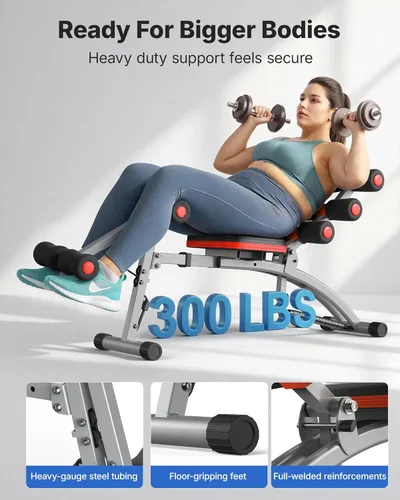 Miniatura 5 de MERACH Máquina de abdominales, entrenador de abdominales ajustable multifuncional, banco de entrenamiento abdominal para gimnasio en casa, máquina
