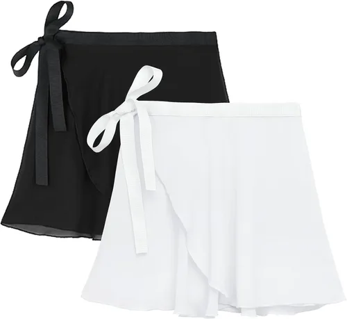 Zando Faldas cruzadas de ballet para niños, ropa de baile fluida, falda de gasa para adolescentes, falda transparente para niñas y mujeres