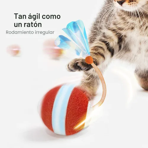 Miniatura 2 de Jkanti Juguetes interactivos para gatos de interior, bola de gato ágil en movimiento de tercera generación con cola de malla elástica, juguetes