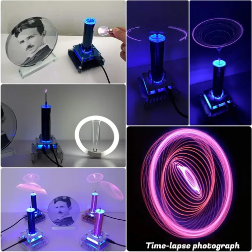 Miniatura 2 de Joytech Music Tesla Bobina Base acrílica Shell Arco Plasma Bocina de transmisión inalámbrica de escritorio experimental Modelo de juguete (YS01)