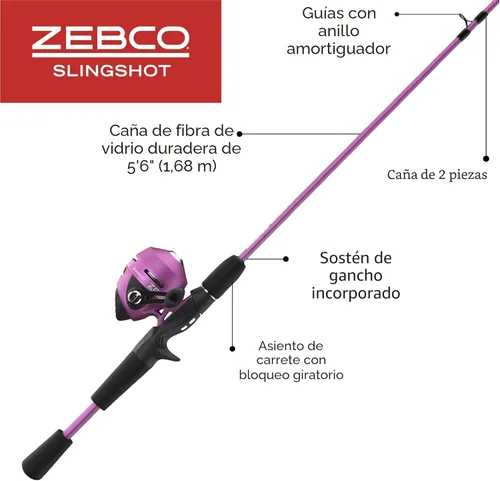 Miniatura 2 de Zebco Slingshot Spincast carrete y caña de pescar, caña de pescar de 2 piezas, recuperación a mano derecha, pre-recolectado con línea Zebco de 10