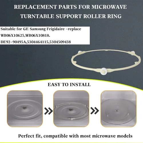 Miniatura 6 de Para GE Samsung Frigidaire - Compatible con WB06X10625, WB06X10818, DE92-90495A, 5304464115, 5304509438 - Anillo de rodillo de soporte de plato