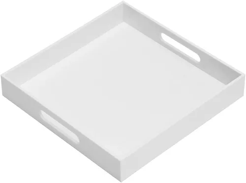 Miniatura 6 de KEVLANG - Bandeja de servir transparente y resistente de acrílico con asas - 12x16 pulgadas - Para servir café, aperitivos, desayuno, mayordomo