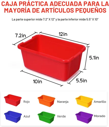 Miniatura 2 de GAMENOTE Contenedores de almacenamiento de 6 cuartos de galón con tapas, caja de plástico con pestillo para el aula y almacenamiento de juguetes