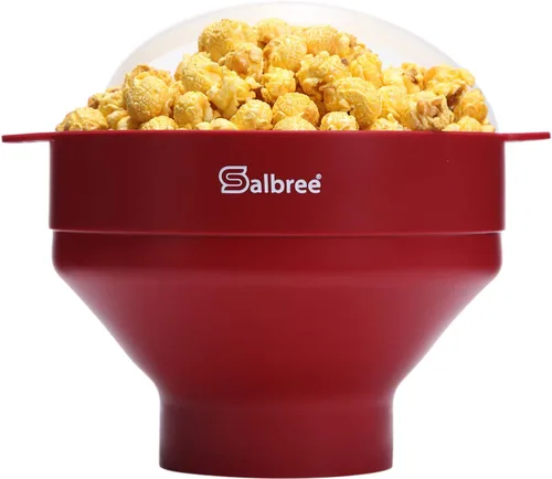 La máquina original Salbree plegable de silicona para hacer palomitas de maíz en microondas, cuenco apto para microondas con capacidad para 16 Rojo