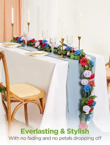Miniatura 7 de InnoGear Rosas artificiales de espuma, 50 unidades, rosas artificiales, rosas artificiales para decoración, ramos de boda, centros de mesa, Lila
