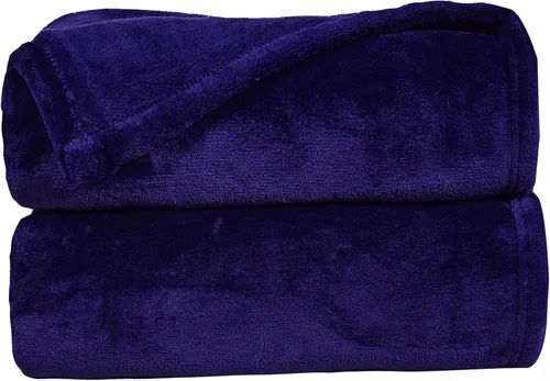 Miniatura 7 de Manta de cama individual de franela de color sólido con bolsa de almacenamiento, portátil, de lujo, suave, ligera, transpirable, para todas las Azul