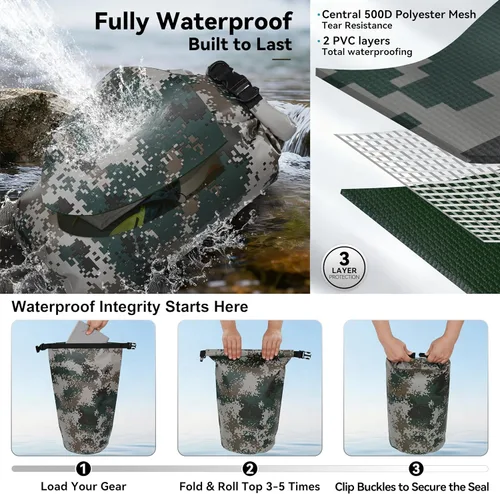 Miniatura 3 de MARCHWAY - Bolso seco flotante e impermeable 1.32/2.64/5.28/7.93/10.57 galones, parte superior enrollable, mantiene secos equipos de kayak rafting