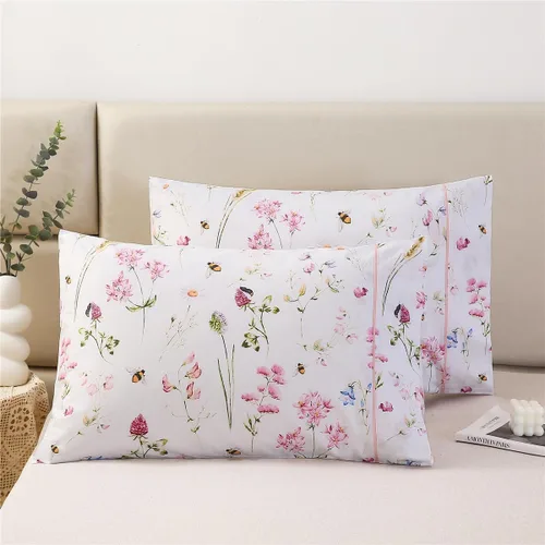 Miniatura 15 de URBONUR Juego de 2 fundas de almohada 100% algodón tamaño Queen con estampado de hojas de jardín y pájaros, fundas de almohada suaves y Hojas verdes