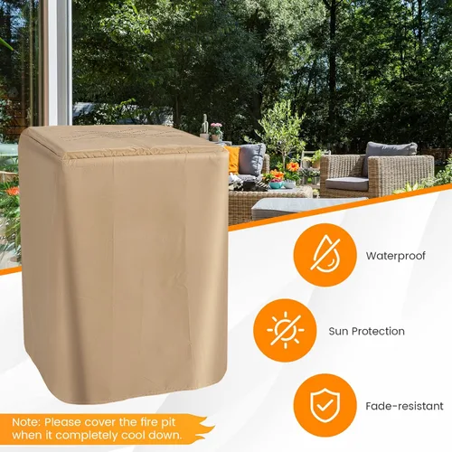 Miniatura 7 de Tangkula Patiojoy - Chimenea de propano para patio de 16 pulgadas, chimeneas de gas cuadradas de encendido electrónico con cubierta protectora
