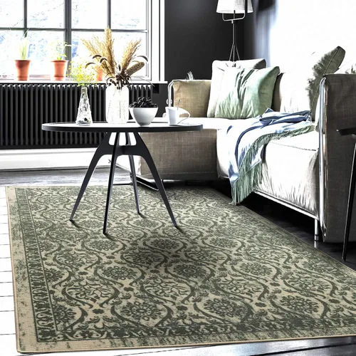 Miniatura 7 de Antep Rugs - Alfombras antideslizantes (antideslizante) 2 x 5 con parte trasera de goma floral geométrica de bajo perfil para cocinas