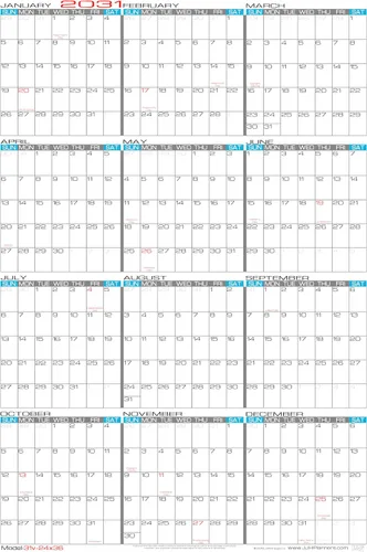 Miniatura 13 de 2026 Paper - Calendario de pared grande borrable de 24 x 36 pulgadas, vertical, anual, de 12 meses