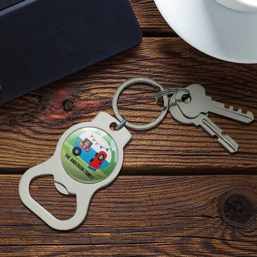 Miniatura 2 de GRAPHICS & MORE Llavero de 1 línea personalizado con abrebotellas retro vintage