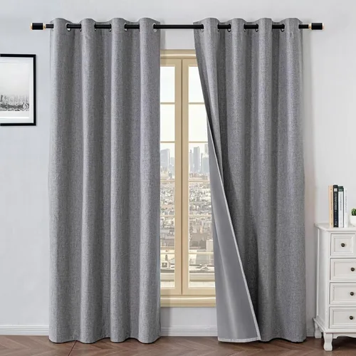 Miniatura 18 de Cortinas 100% opacas para sala de estar, juego de 2 paneles de 96 pulgadas, bloqueo de luz, pestaña trasera y bolsillo para barra, cortinas