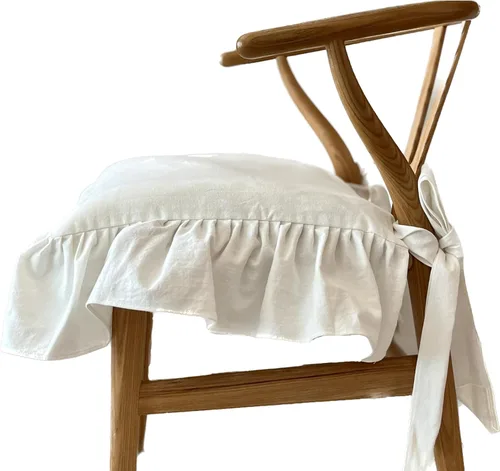 Miniatura 10 de Funda para Cojín de Silla Coreana 44 x 44 cm, con Lazos y Volantes, Decoración de Granja, Solo Fundas, Regalo para Mamá (Beige Sólido)