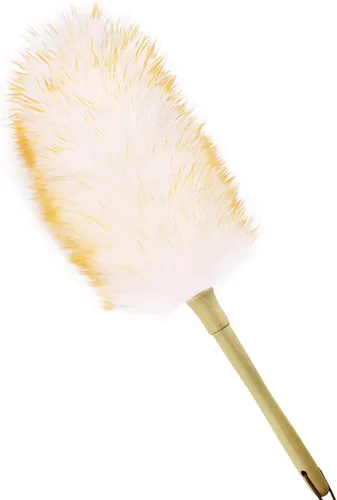 Miniatura 10 de Plumero de lana de cordero de 16 pulgadas de largo, mango de madera maciza, correa para colgar de cuero para limpiar ventiladores de techo, Marrón