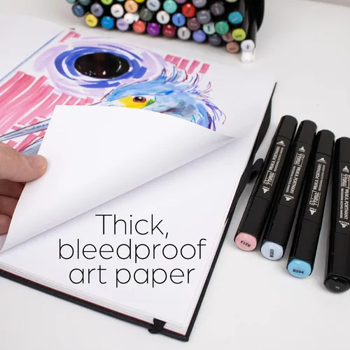 Miniatura 2 de WA Portman - Cuaderno de dibujo de papel marcador A4 a prueba de sangrado, 60 hojas/120 páginas, bloc de papel marcador de alcohol con páginas