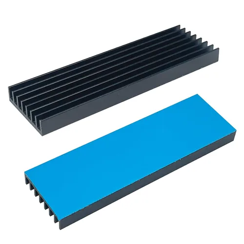 Miniatura 10 de Disipador de calor de aluminio negro con cinta adhesiva conductora térmica, enfriador de disipador de calor de 14 × 14 × 0.276 in para enfriar
