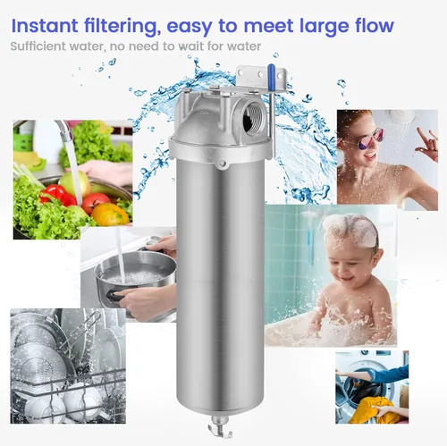 Miniatura 5 de NSF/ANSI 42 carcasa de filtro de agua para toda la casa, sistema de filtro de agua de sedimentos de 10 x 2.5 pulgadas para agua resistente, pozo