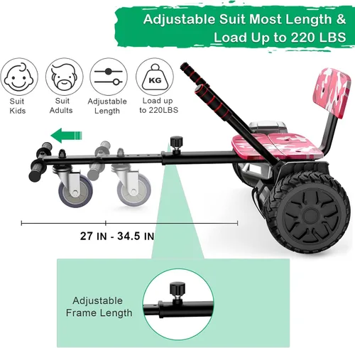 Miniatura 5 de CBD Accesorio de asiento para aeropatineta, accesorio de Go Kart para niños y adultos, traje ajustable de 6.5 pulgadas, 8 pulgadas/10 pulgadas