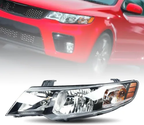 Para 2010-2013 Kia Forte/Forte Koup EX LX SX lado izquierdo del conductor halógeno faro delantero reemplazo negro carcasa transparente lente 12V
