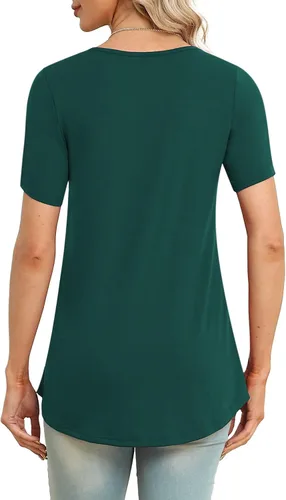 Miniatura 3 de LAOLASI Blusa de verano para mujer, cuello en V, manga corta, casual, holgada