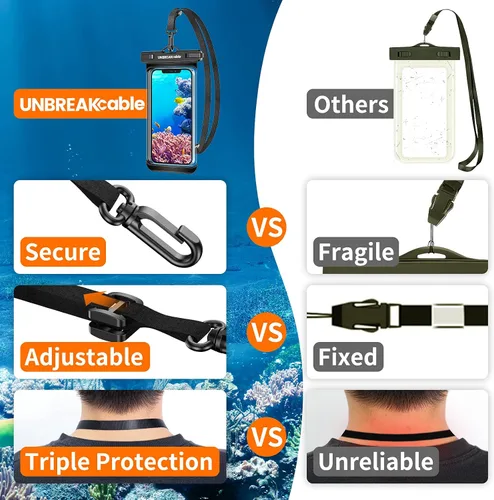 Miniatura 7 de UNBREAKcable Funda impermeable para teléfono, paquete de 2 fundas impermeables IPX8 para iPhone 17, 16, 15, 14, 13, 12 Pro Max, Samsung S25, S24