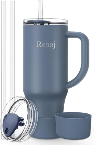 Miniatura 17 de Renoj FlexSlide White - Taza aislada 100% resistente a derrames, para café helado y bebidas calientes, se adapta al portavasos del automóvil, regalo