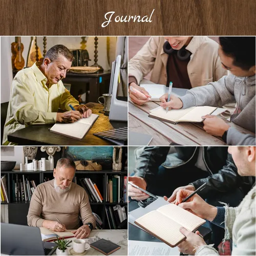 Miniatura 8 de CAGIE Diario con líneas para hombres, cuaderno de tapa blanda, diarios de cuero para escribir, 180 páginas que se abren plano, diario vintage