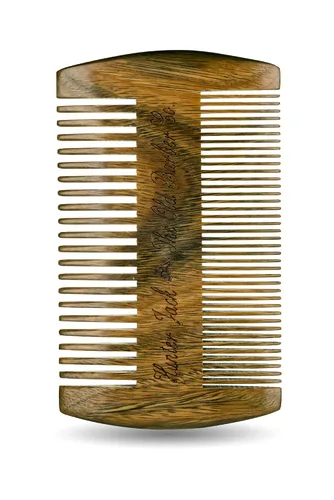 Miniatura 4 de Peine de madera de sándalo para barba para hombres, peine de madera natural con dientes dobles finos y gruesos, peine para bigote antiestático, sin