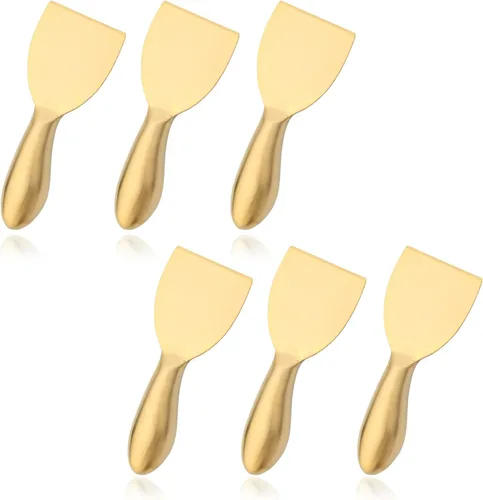 Miniatura 11 de JASHII Juego de 6 cuchillos esparcidores de mantequilla de queso dorado, juego de espátula de mermelada de una sola pieza, juego de cuchillos