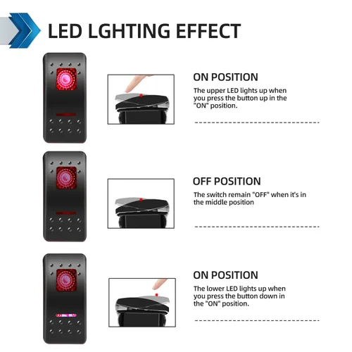 Miniatura 2 de FXC Interruptor basculante SPDT de 3 posiciones de 7 pines láser encendido/apagado/encendido luz LED roja 20A/12V 10A/24V interruptor de palanca