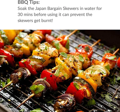 Miniatura 4 de JapanBargain 4113 - Pincho de bambú de 4 pulgadas, palillos de dientes largos, palillos de frutas, púas de cóctel, brocheta para parrilla, brocheta