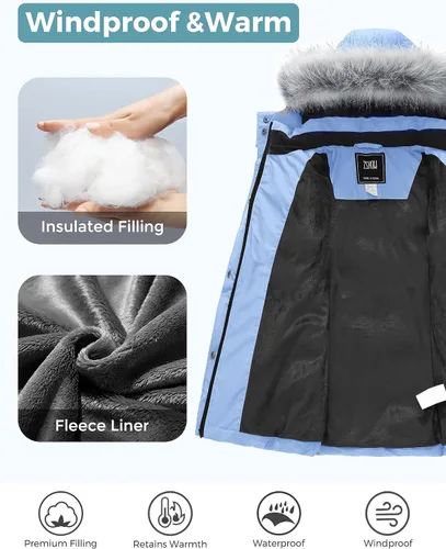 Miniatura 4 de ZSHOW Parka - Abrigo largo de invierno para niñas, chaqueta acolchada con capucha