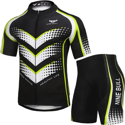 Conjunto de camiseta de ciclismo para hombre, camiseta reflectante de secado rápido y pantalones cortos de ciclismo acolchados 3D, M