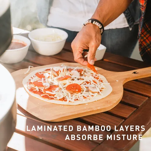 Miniatura 4 de Solo Stove Pala de Pizza de Bambú Tabla de Servir de Madera, Pala de Pizza con Capas de Bambú Laminado, Accesorio para Hornos de Pizza Pi