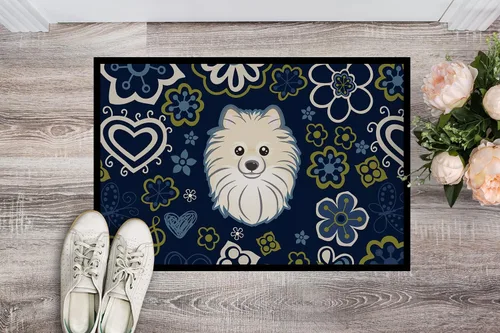 Miniatura 2 de Caroline's Treasures BB5058JMAT - Felpudo de 24 x 36 pulgadas, diseño de flores azules, para interiores y exteriores, para entrada, antideslizante