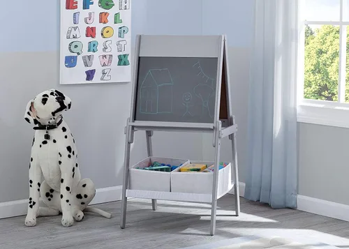 Miniatura 3 de Delta Children MySize - Caballete de almacenamiento de doble cara para niños, ideal para manualidades, dibujo, educación en casa y más, color blanco