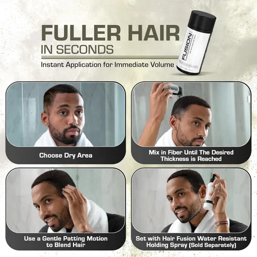 Miniatura 3 de HAIR FUSION - Fibras de cabello humano 100% reales, oculta el cabello calvo y adelgazante, retoque de raíz, voluminizador, unisex (1.05 oz, marrón)