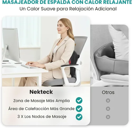 Miniatura 6 de Nekteck Masajeador de pies con calor, Máquina masajeadora de pies eléctrica Shiatsu con calor y amasado para neuropatía, fascitis plantar, masaje