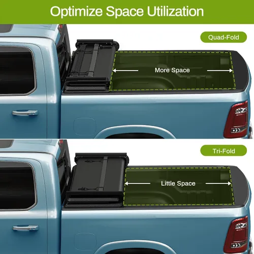 Miniatura 6 de AUTOSAVER88 Cubierta Tonneau suave de cuatro pliegues para caja de camioneta compatible con Ford F-150 F150 2015-2026 (excepto serie Raptor) caja
